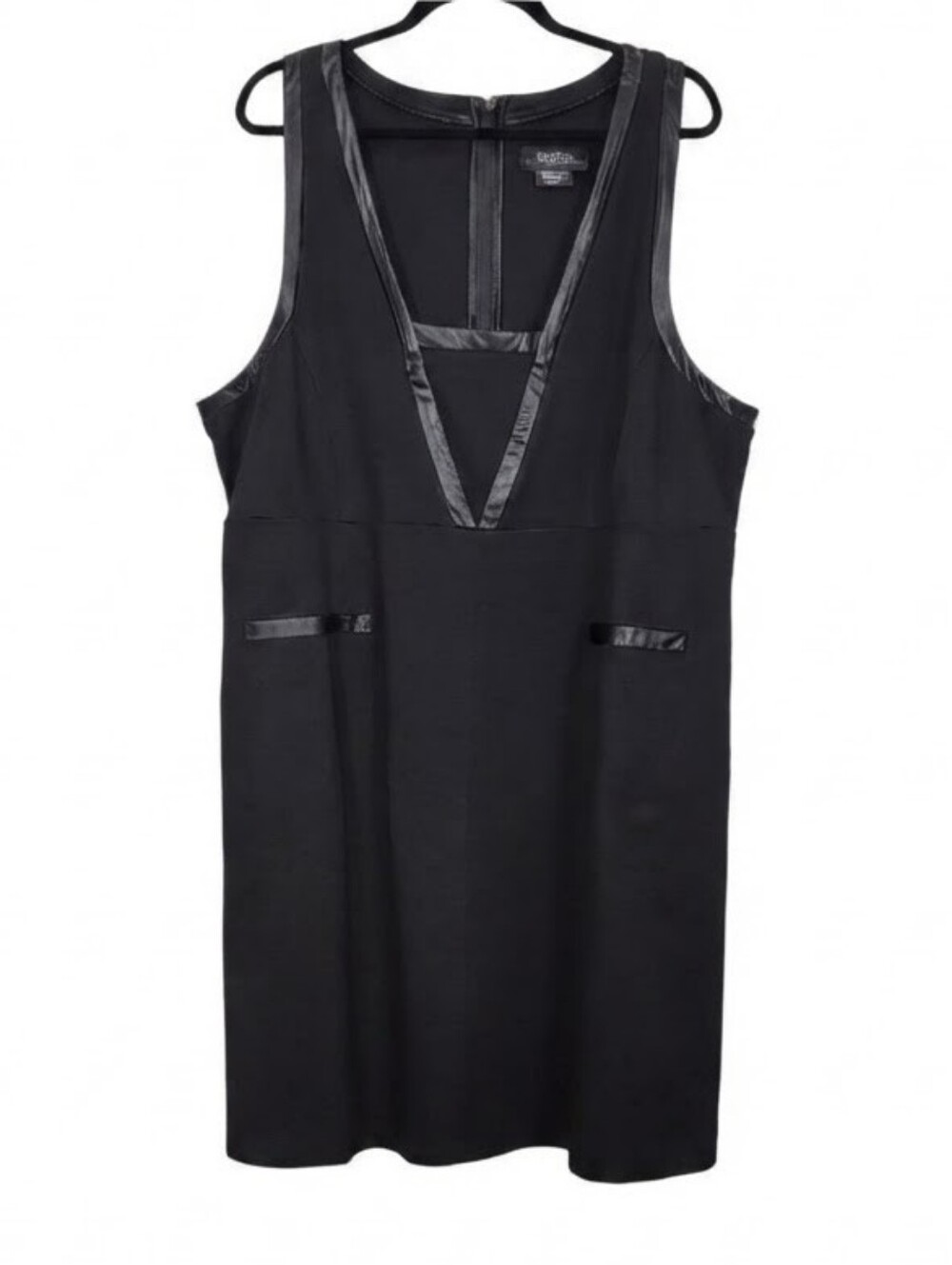 Michel Studio Sheath Dress Sleeveless Black Faux Leather Womens Plus Size 3X